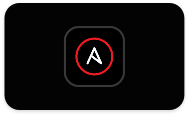 Ansible icon in red circle on black background
